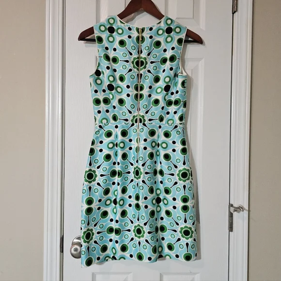 Kate Spade Solar Miriam Sheath Dress Silk Blend Blue Green Size 0 Spring Summer - Picture 5 of 13